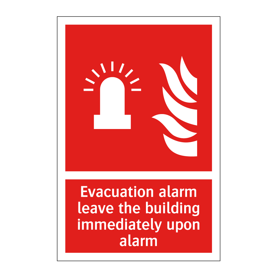 Evacuation alarm leave the building immediately upon alarm