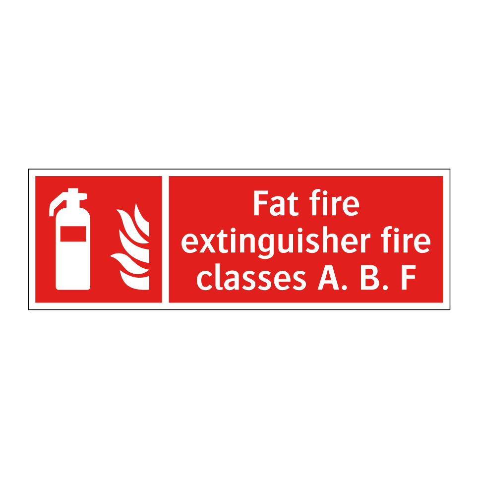 Fat fire extinguisher fire classes A. B. F