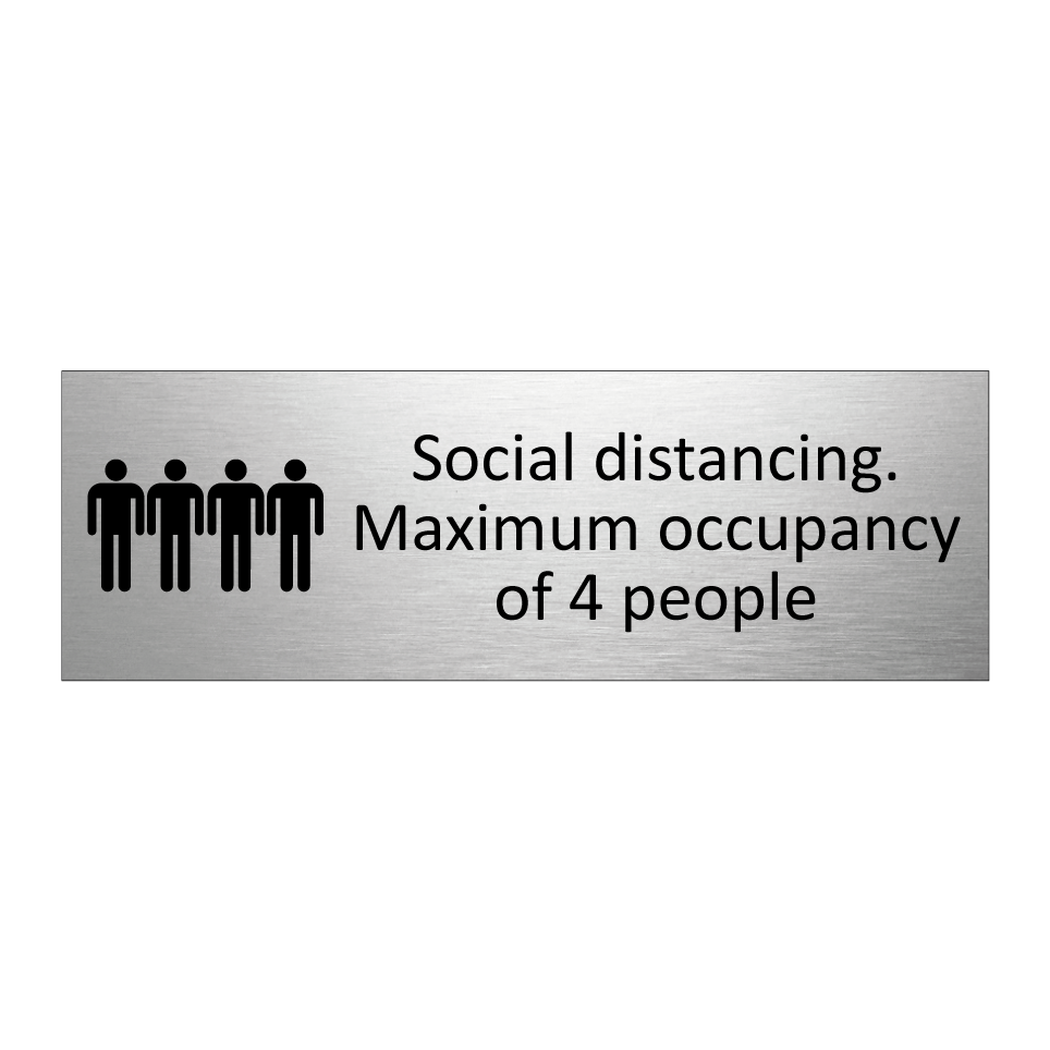 Social distancing. Maximum occupancy of 4 people