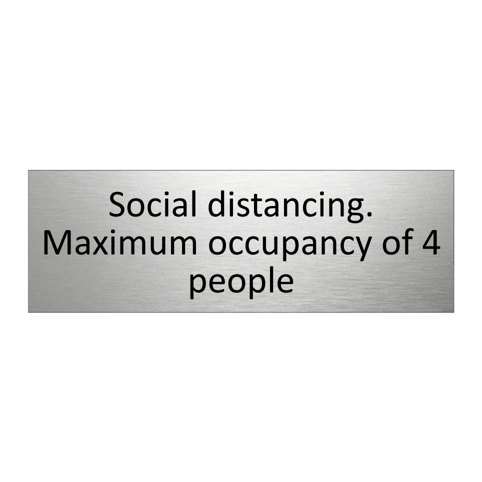 Social distancing. Maximum occupancy of 4 people