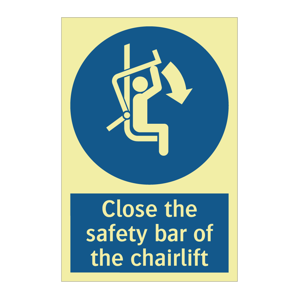 Close the safety bar of the chairlift