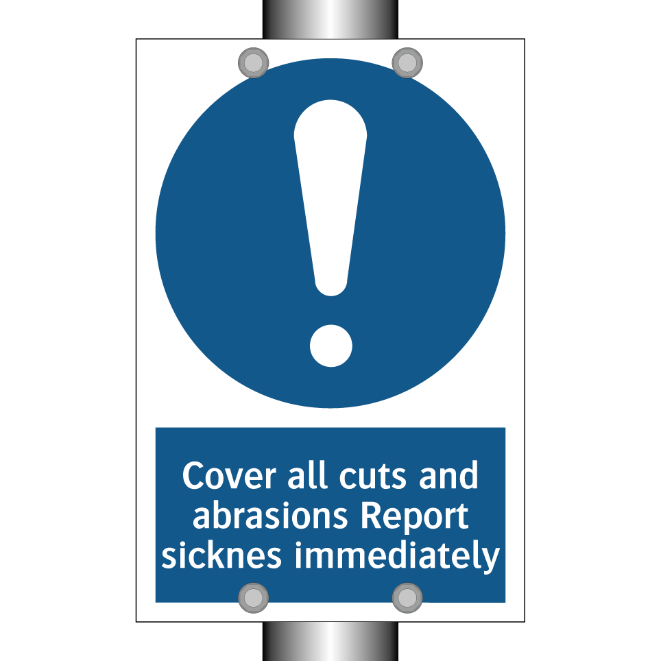 Cover all cuts and abrasions Report sicknes immediately
