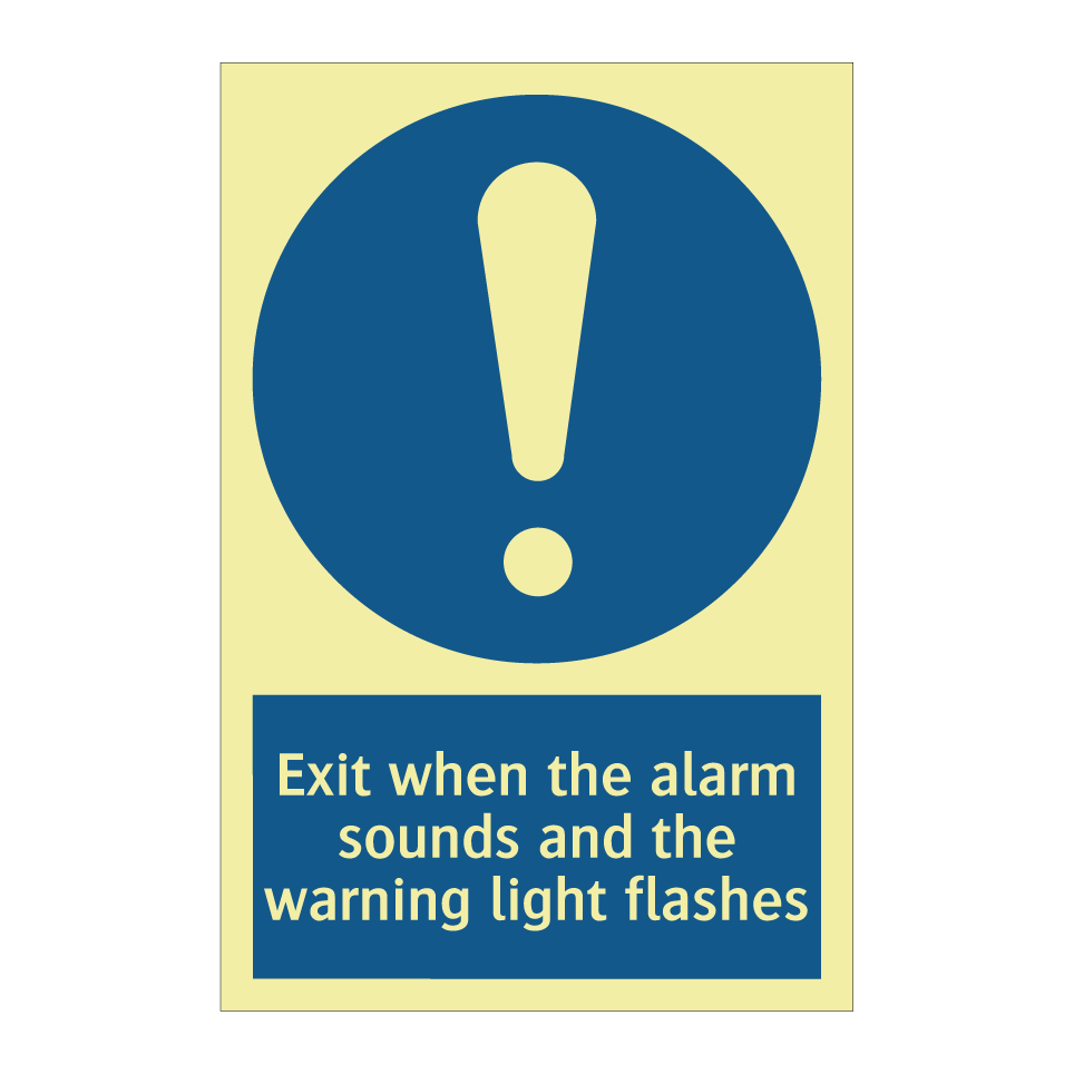 Exit when the alarm sounds and the warning light flashes