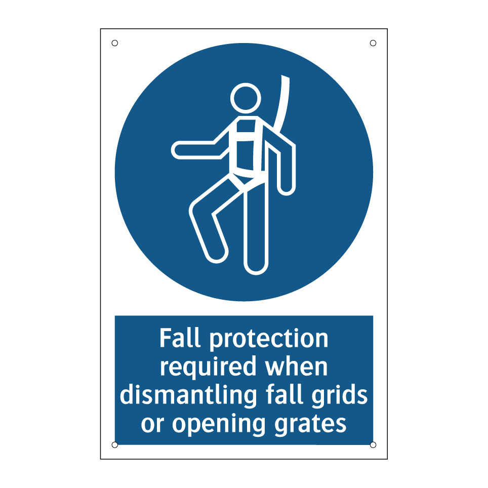 Fall protection required when dismantling fall grids or opening grates