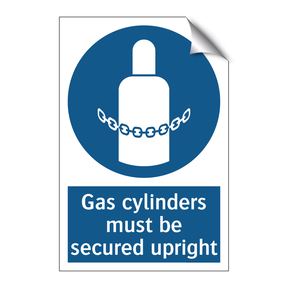 Gas cylinders must be secured upright