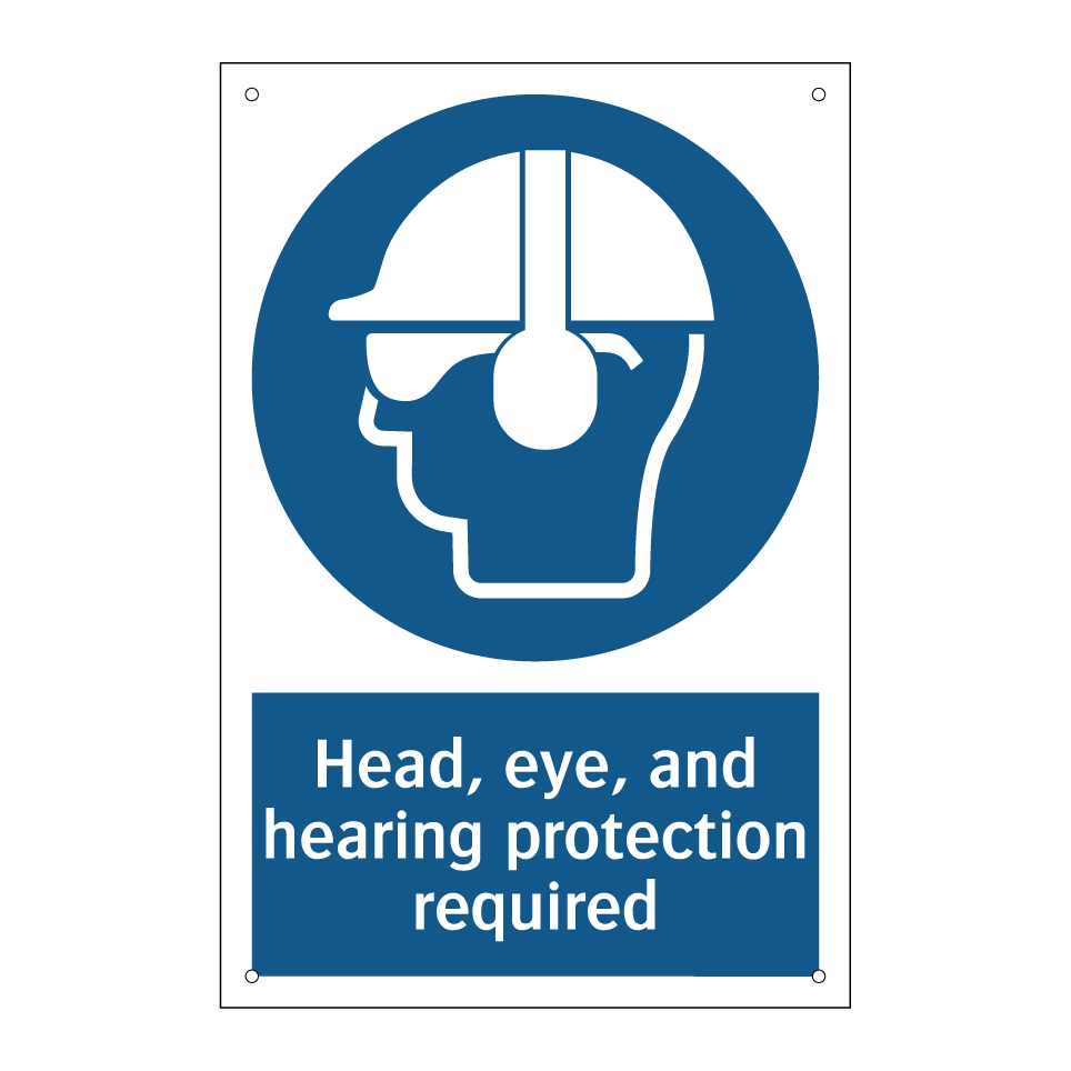 Head, eye, and hearing protection required
