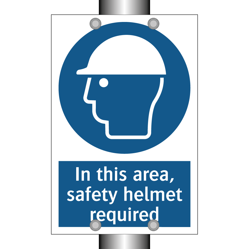 In this area, safety helmet required