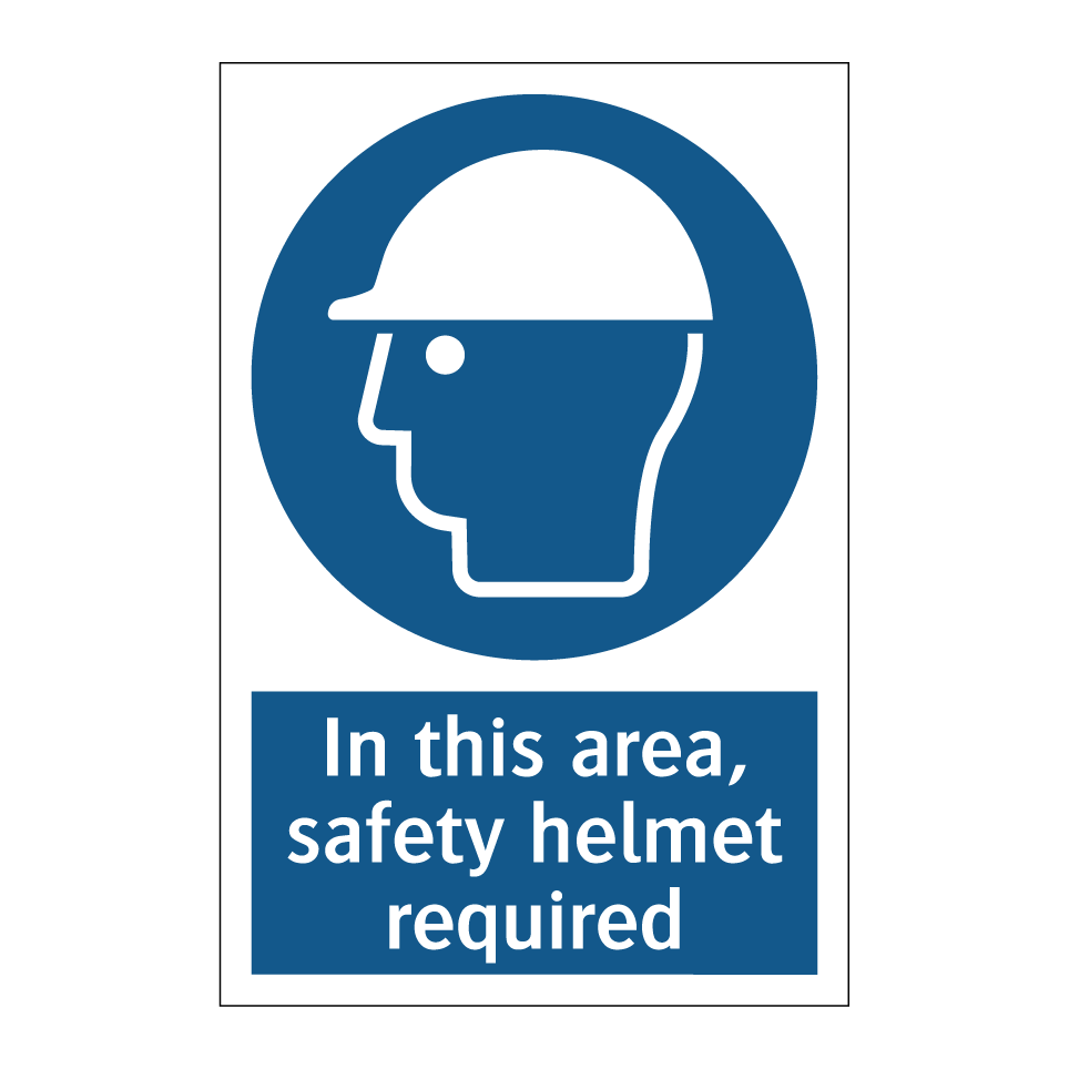 In this area, safety helmet required