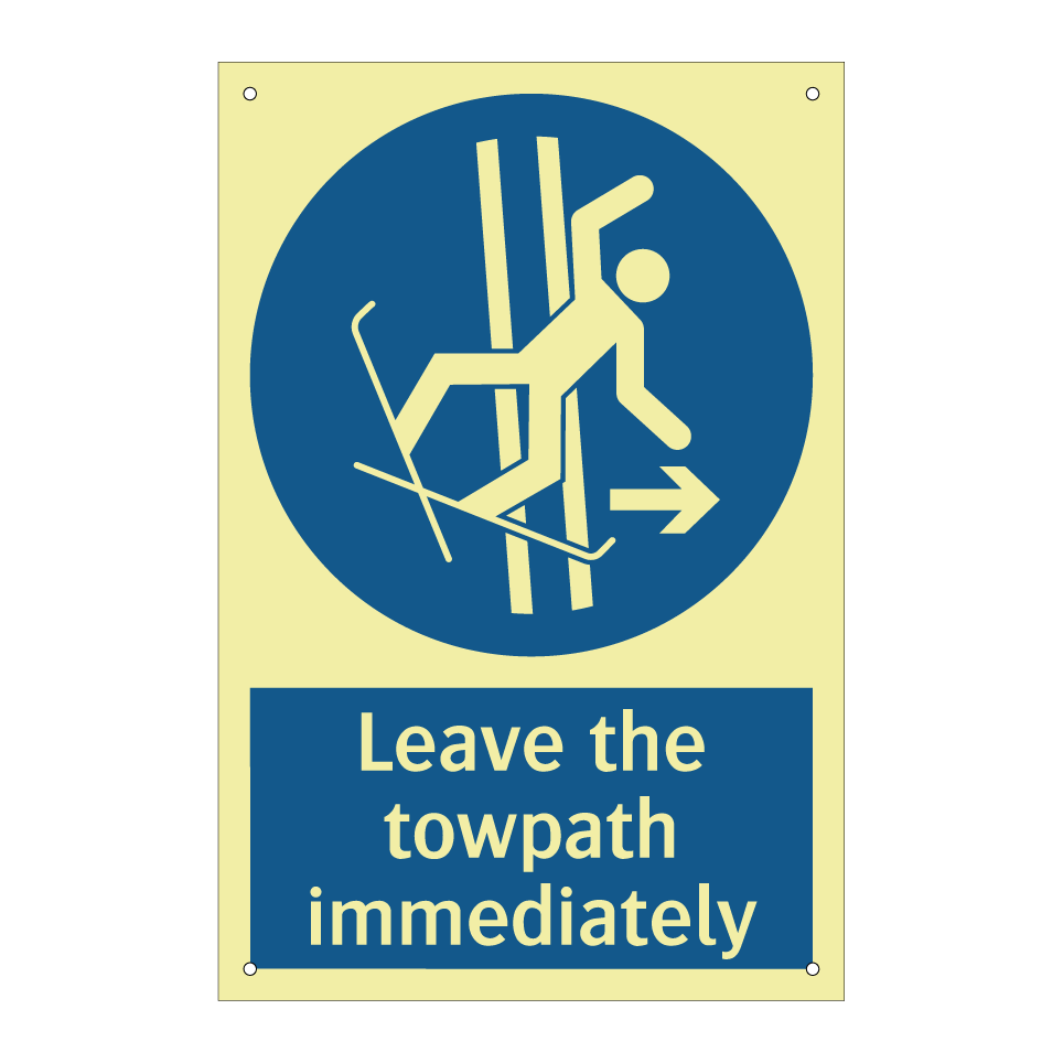 Leave the towpath immediately