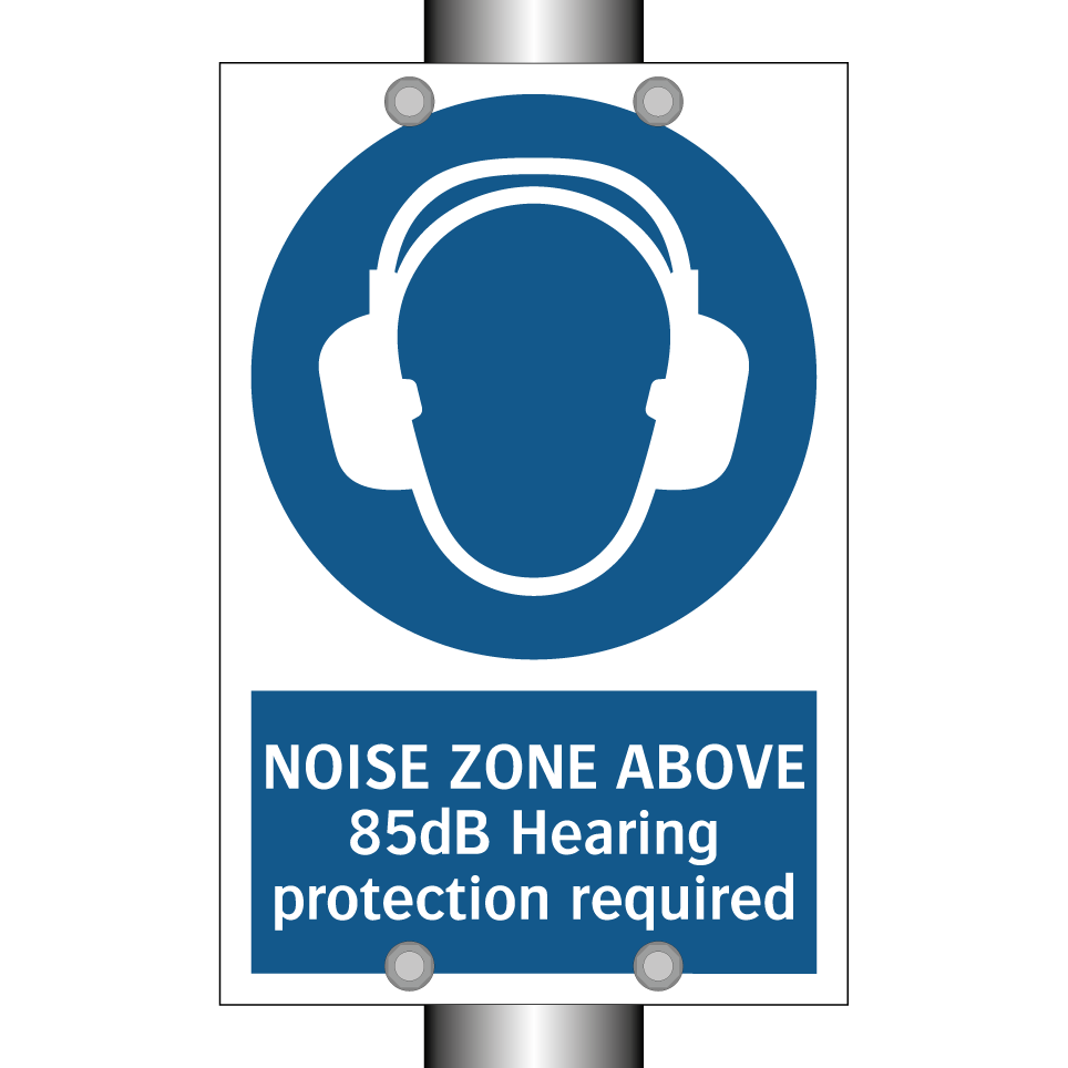NOISE ZONE ABOVE 85dB Hearing protection required