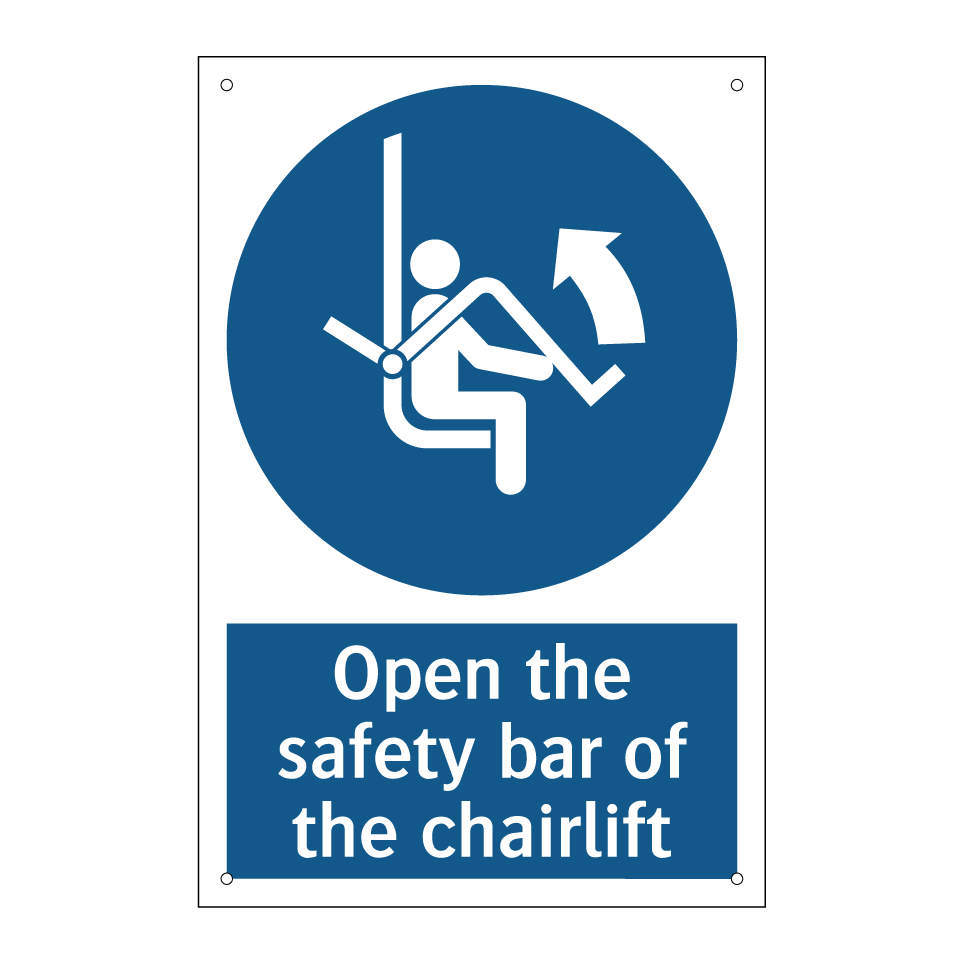 Open the safety bar of the chairlift
