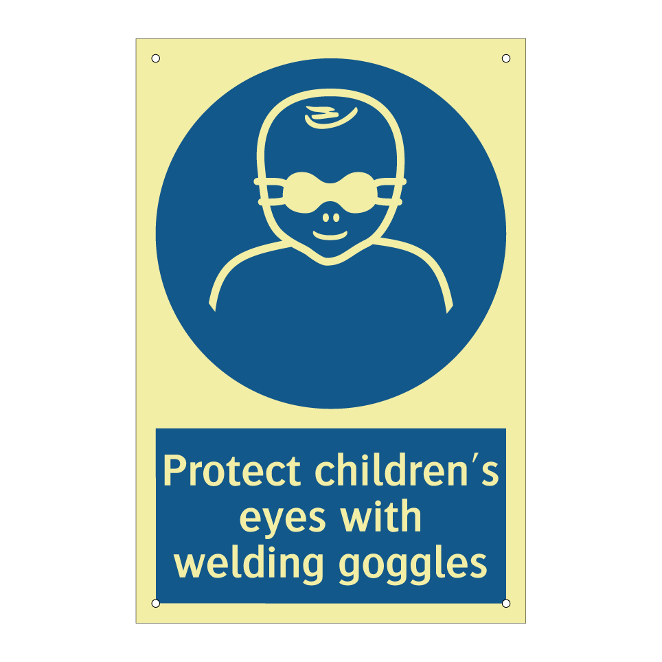 Protect children's eyes with welding goggles