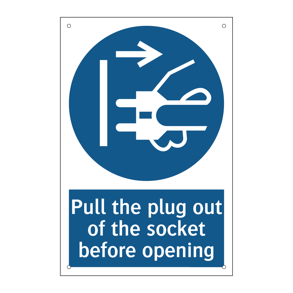 Pull the plug out of the socket before opening