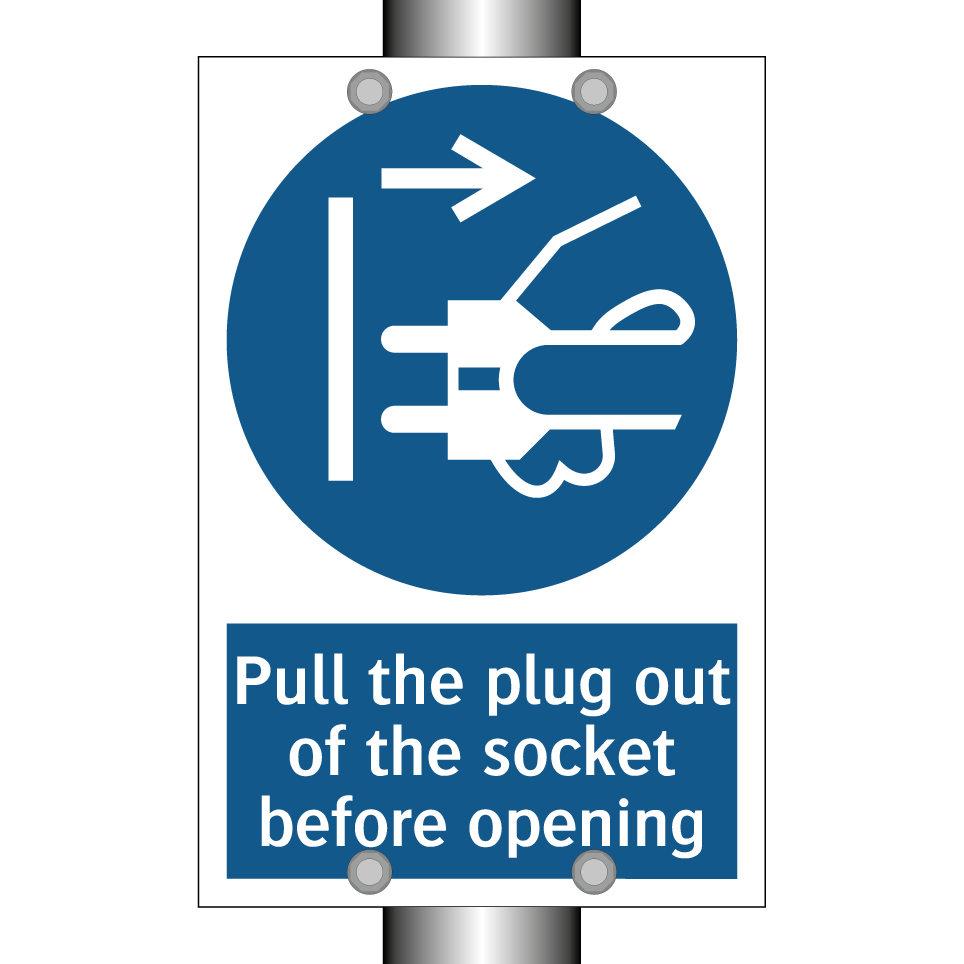 Pull the plug out of the socket before opening