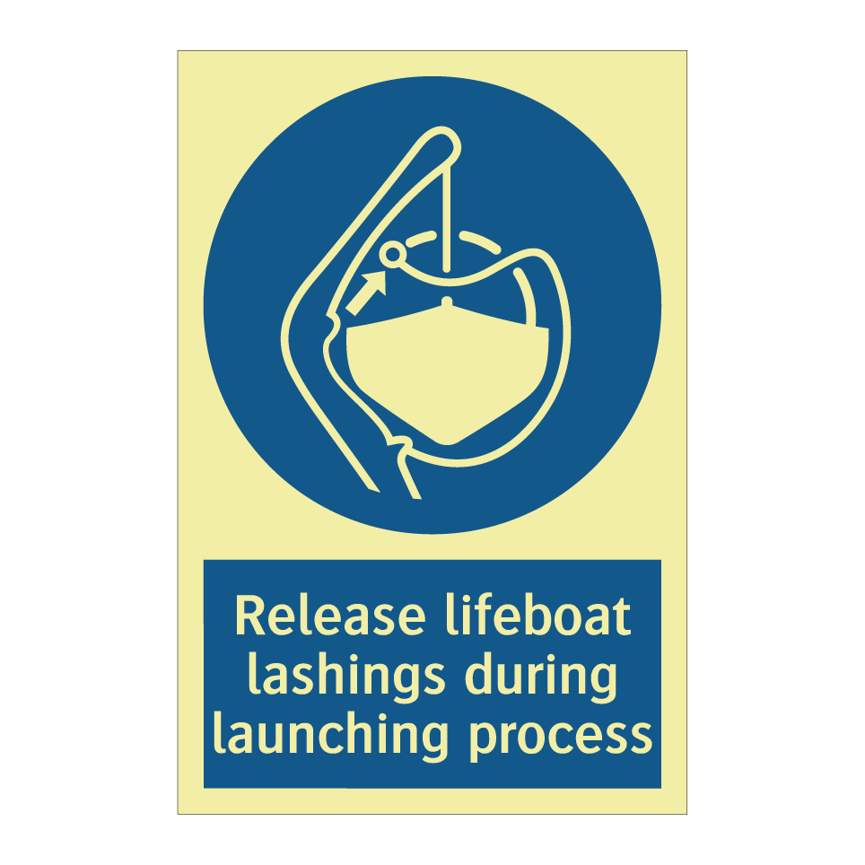 Release lifeboat lashings during launching process