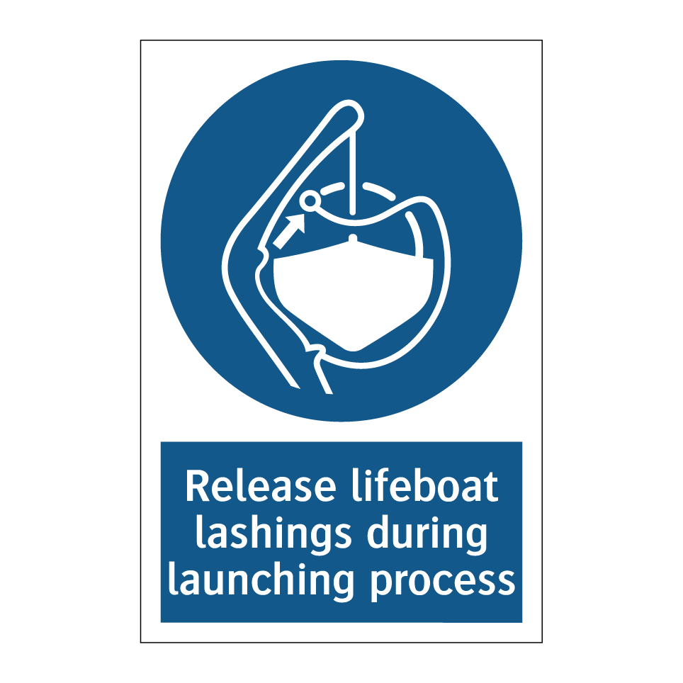 Release lifeboat lashings during launching process