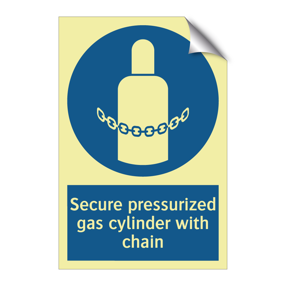 Secure pressurized gas cylinder with chain