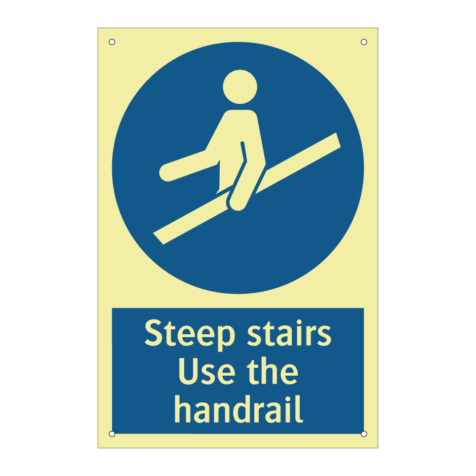 Steep stairs Use the handrail