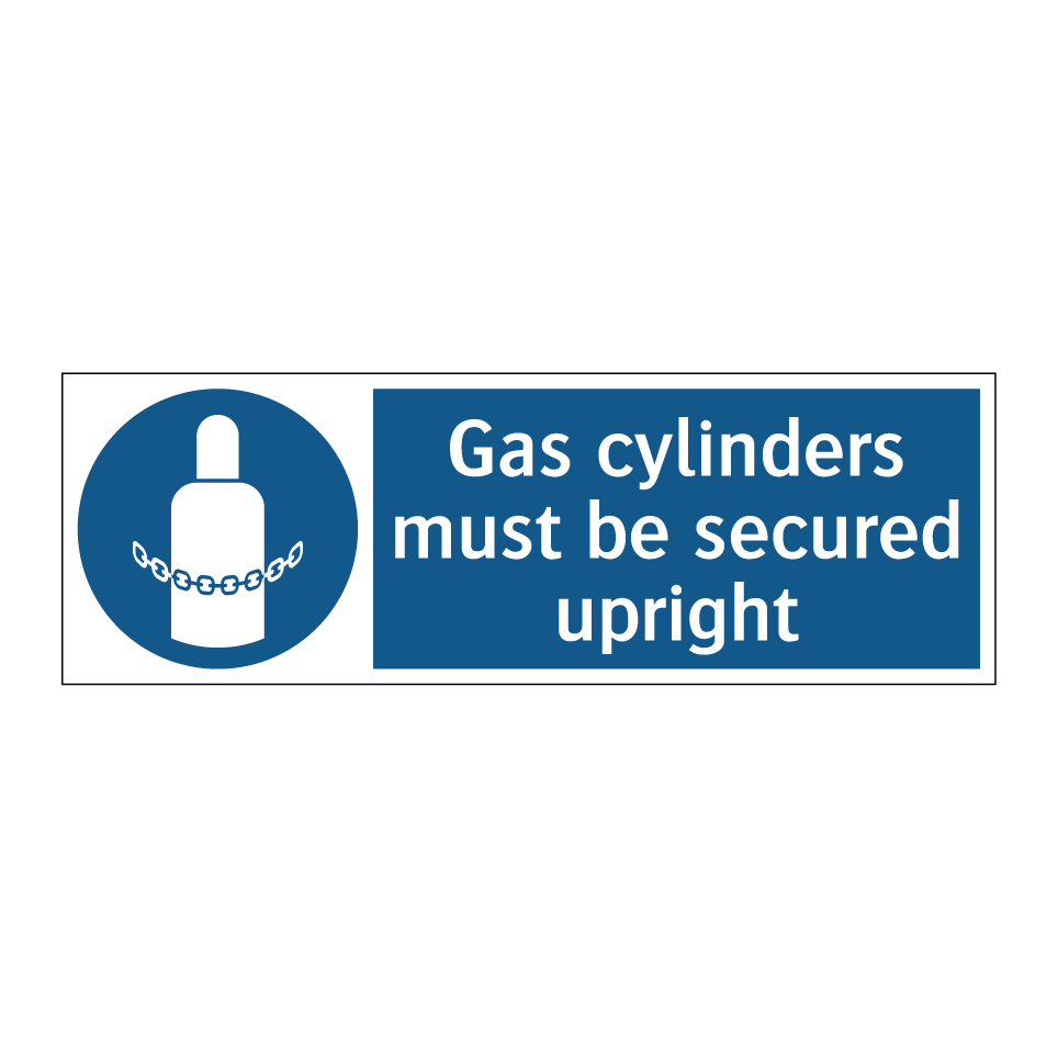 Gas cylinders must be secured upright