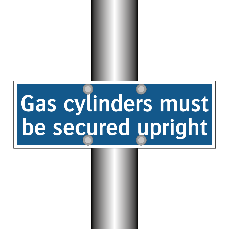 Gas cylinders must be secured upright