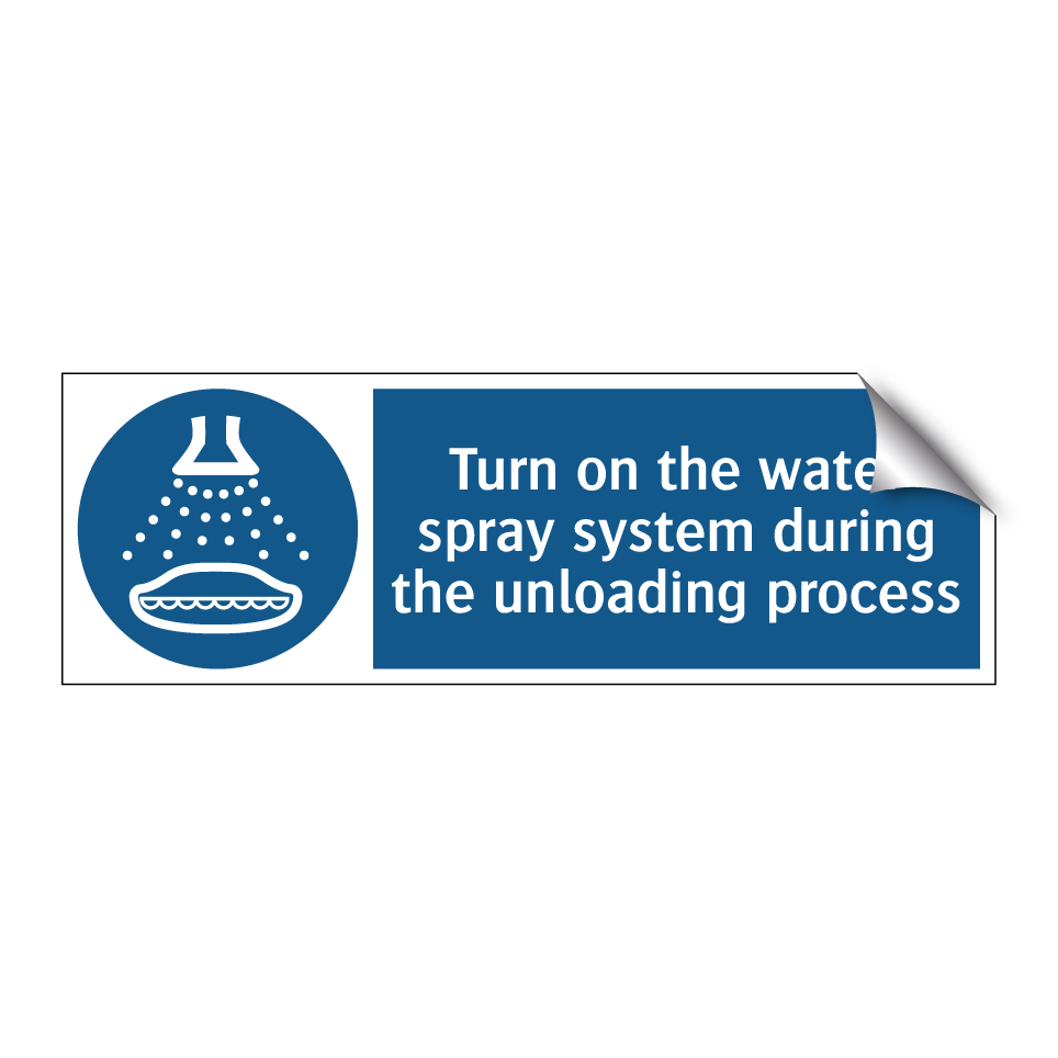 Turn on the water spray system during the unloading process