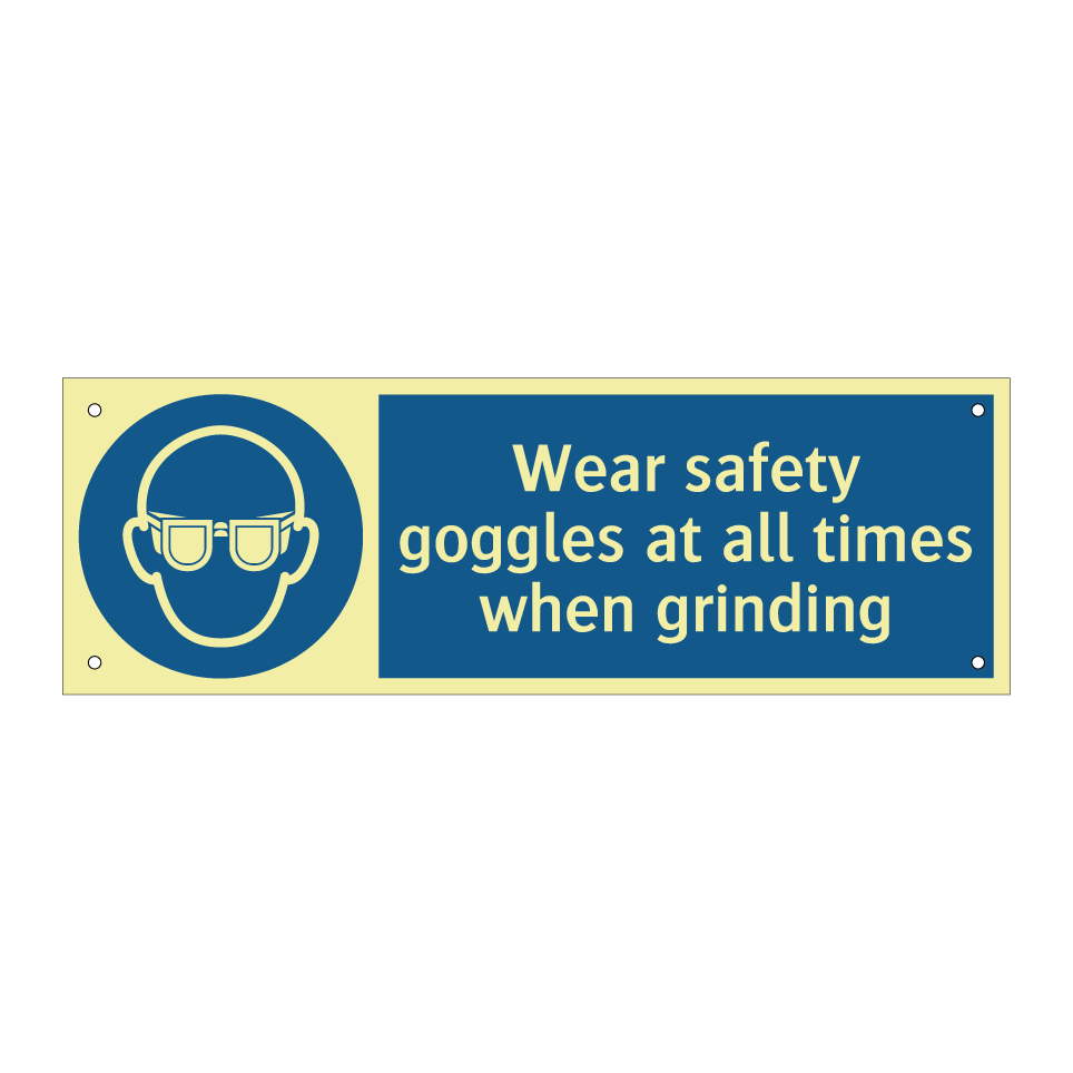 Wear safety goggles at all times when grinding