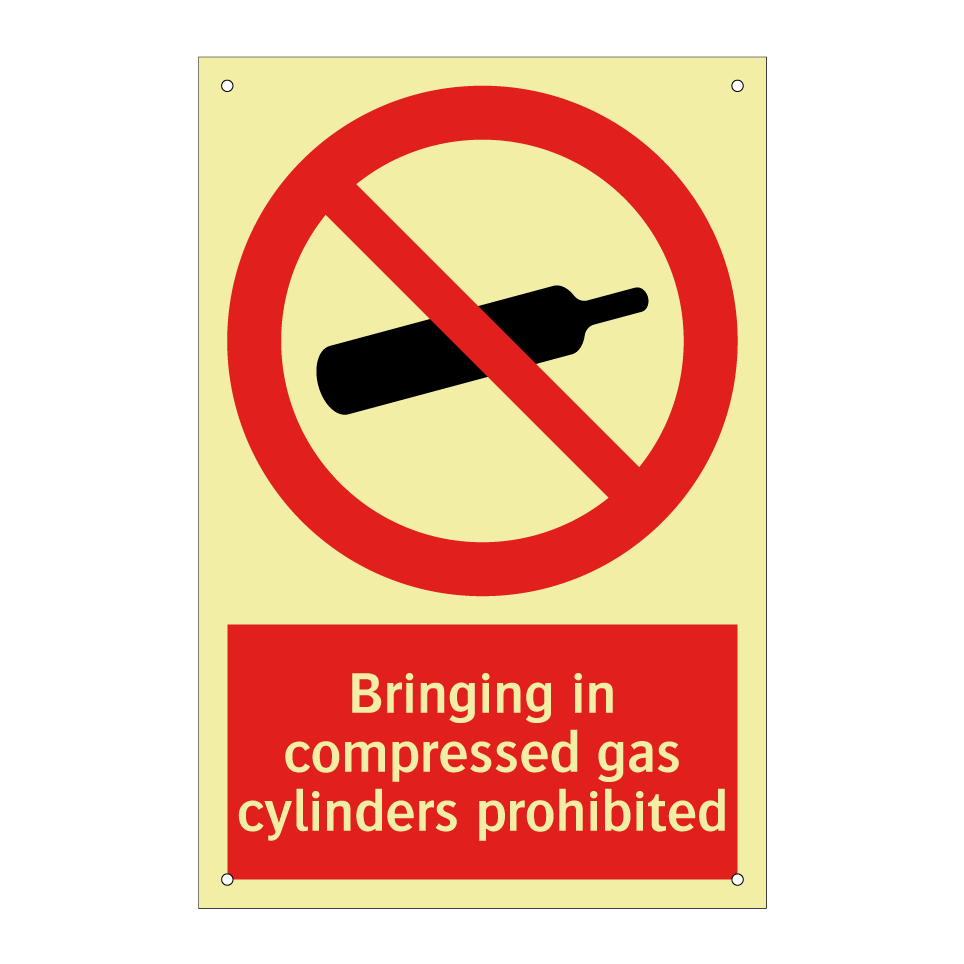 Bringing in compressed gas cylinders prohibited