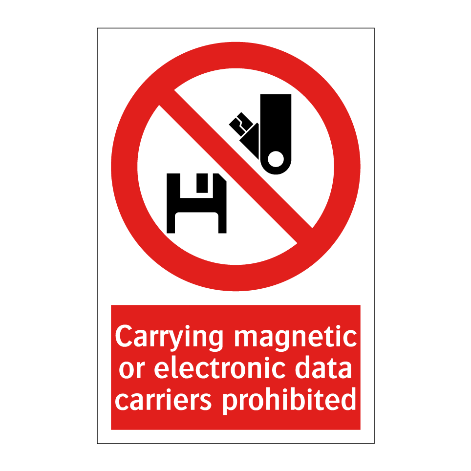 Carrying magnetic or electronic data carriers prohibited