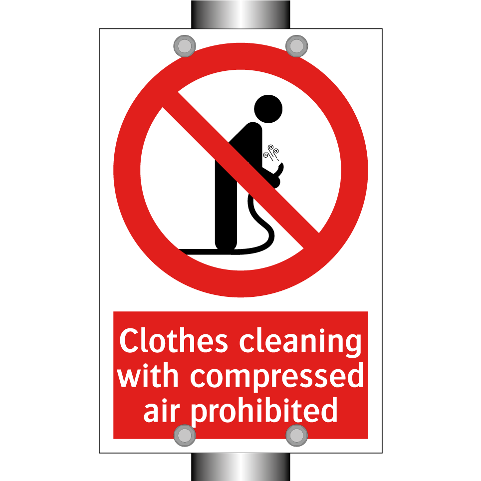 Clothes cleaning with compressed air prohibited