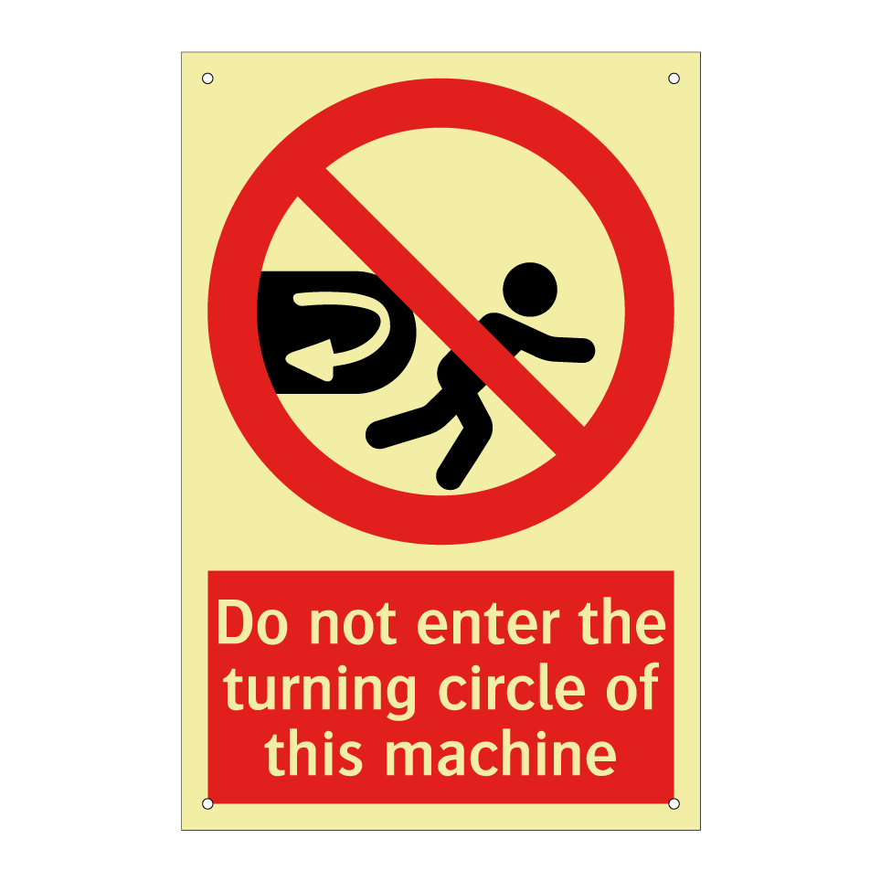 Do not enter the turning circle of this machine