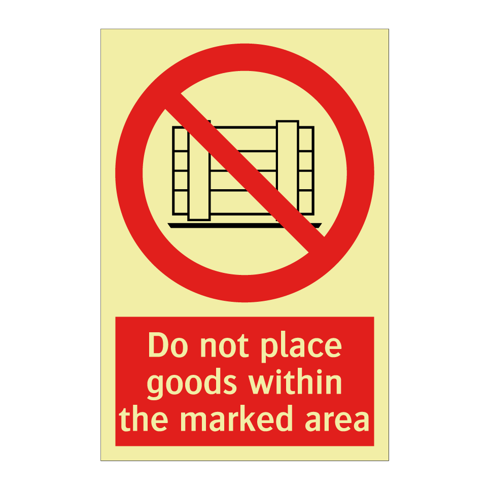 Do not place goods within the marked area