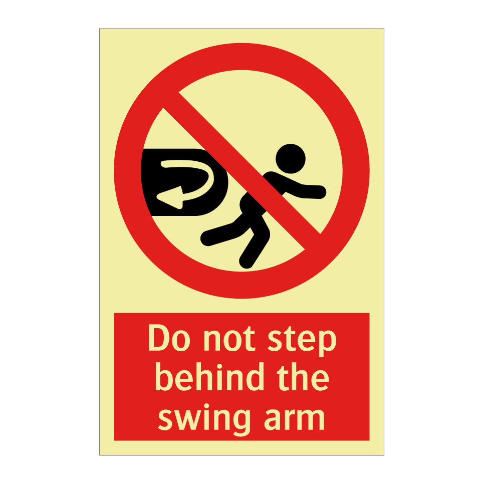 Do not step behind the swing arm