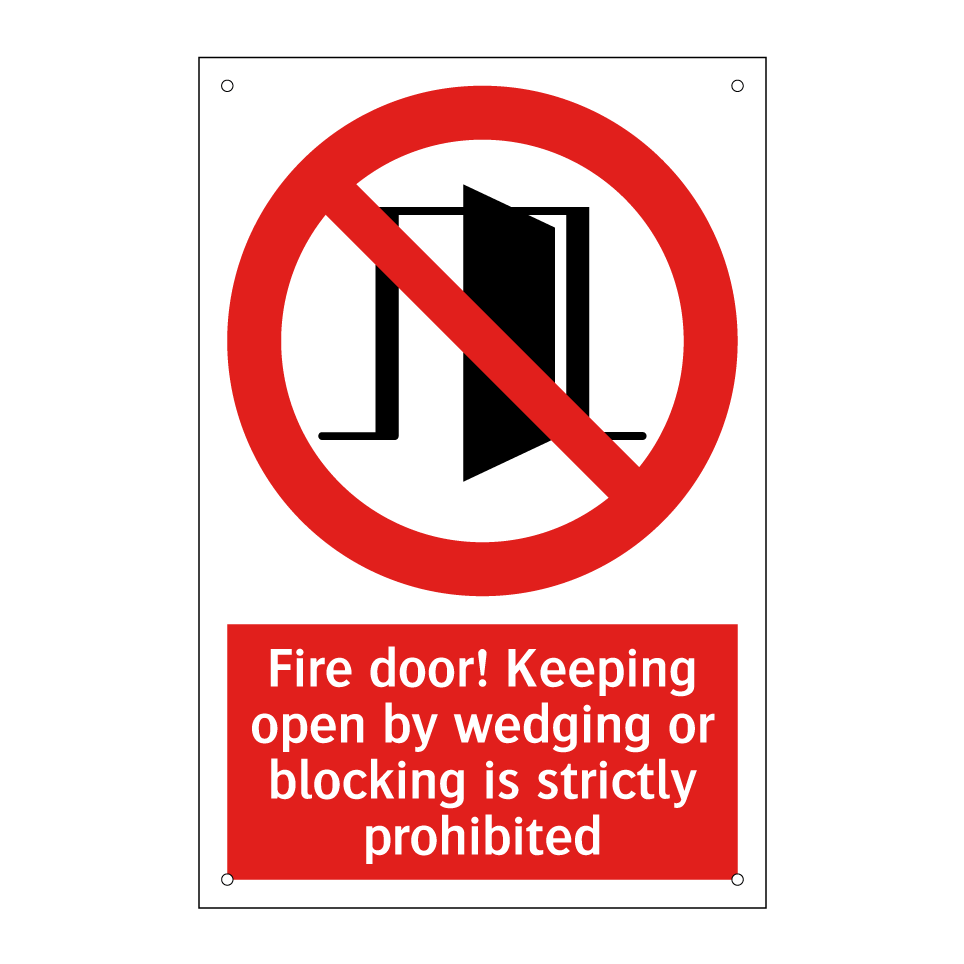 Fire door! Keeping open by wedging or blocking is strictly prohibited