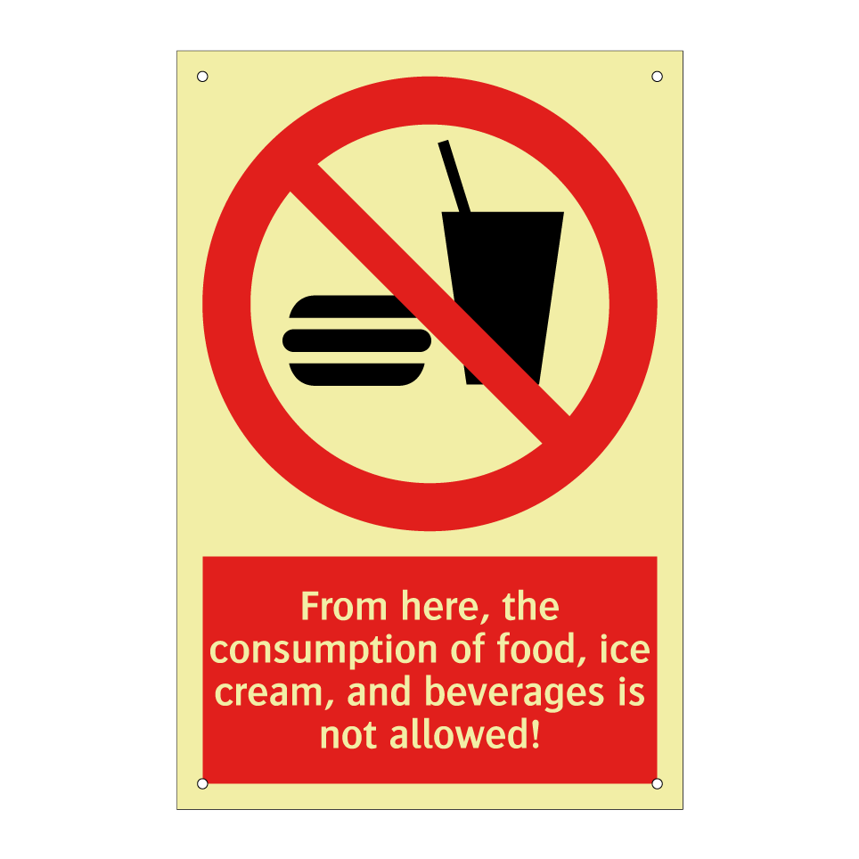 From here, the consumption of food, ice cream, and beverages is not allowed!