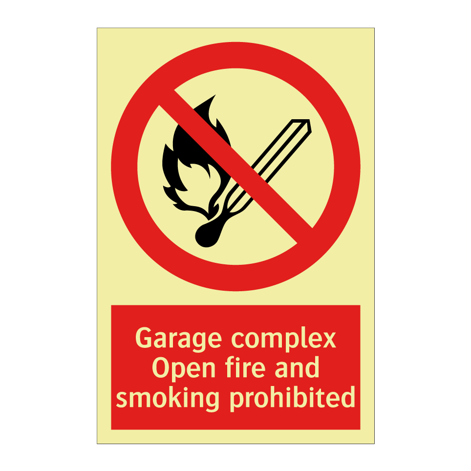 Garage complex Open fire and smoking prohibited