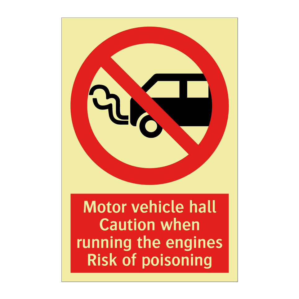 Motor vehicle hall Caution when running the engines Risk of poisoning