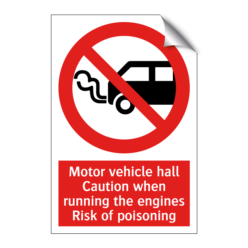 Motor vehicle hall Caution when running the engines Risk of poisoning