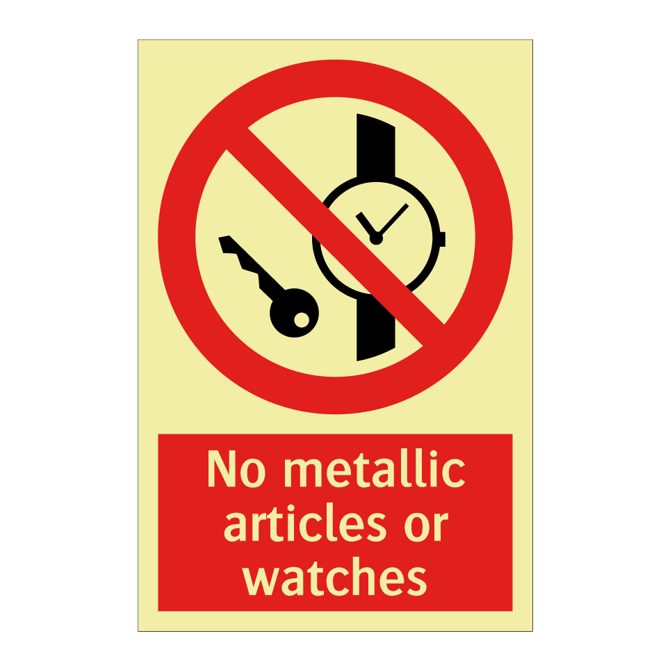 No metallic articles or watches