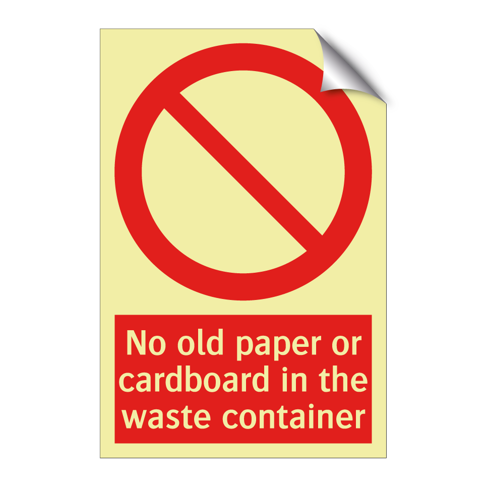 No old paper or cardboard in the waste container