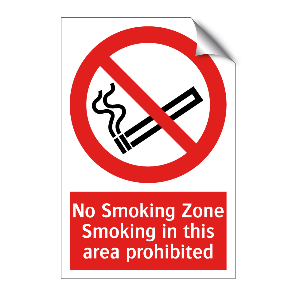 No Smoking Zone Smoking in this area prohibited