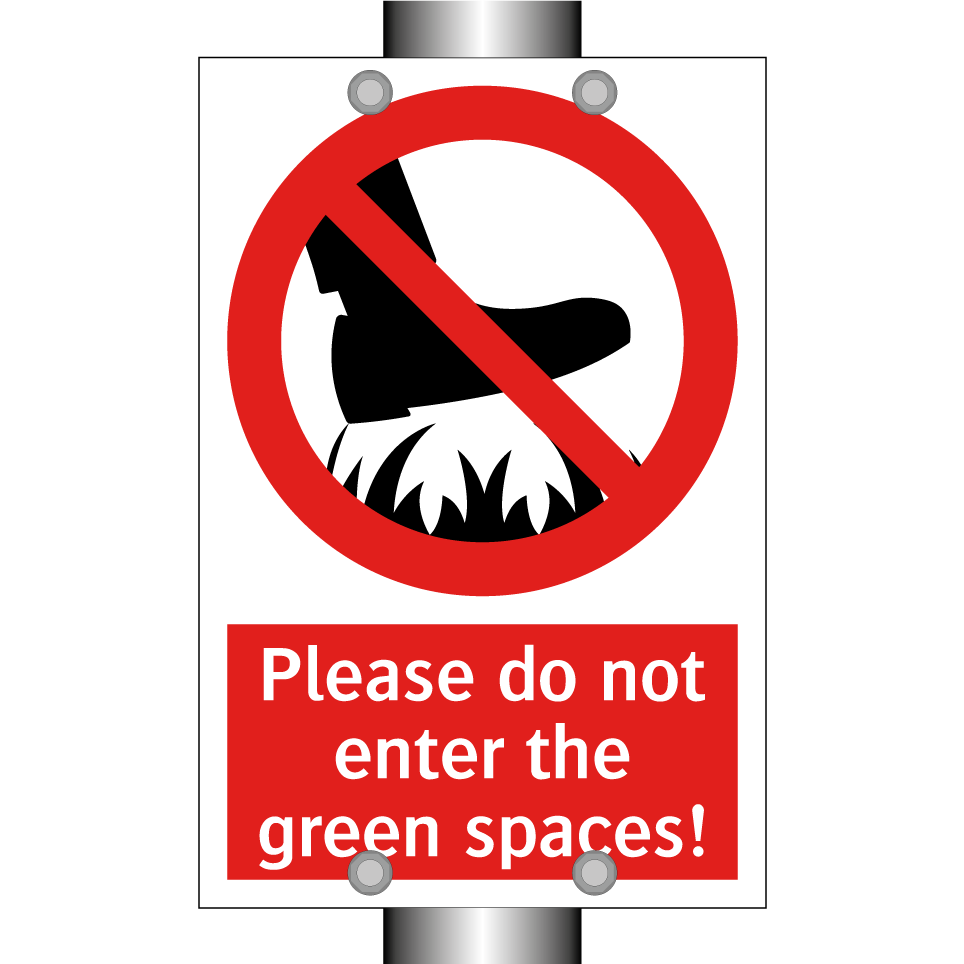 Please do not enter the green spaces!