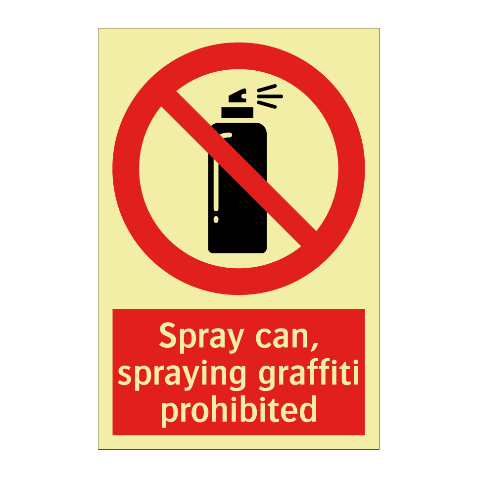 Spray can, spraying graffiti prohibited