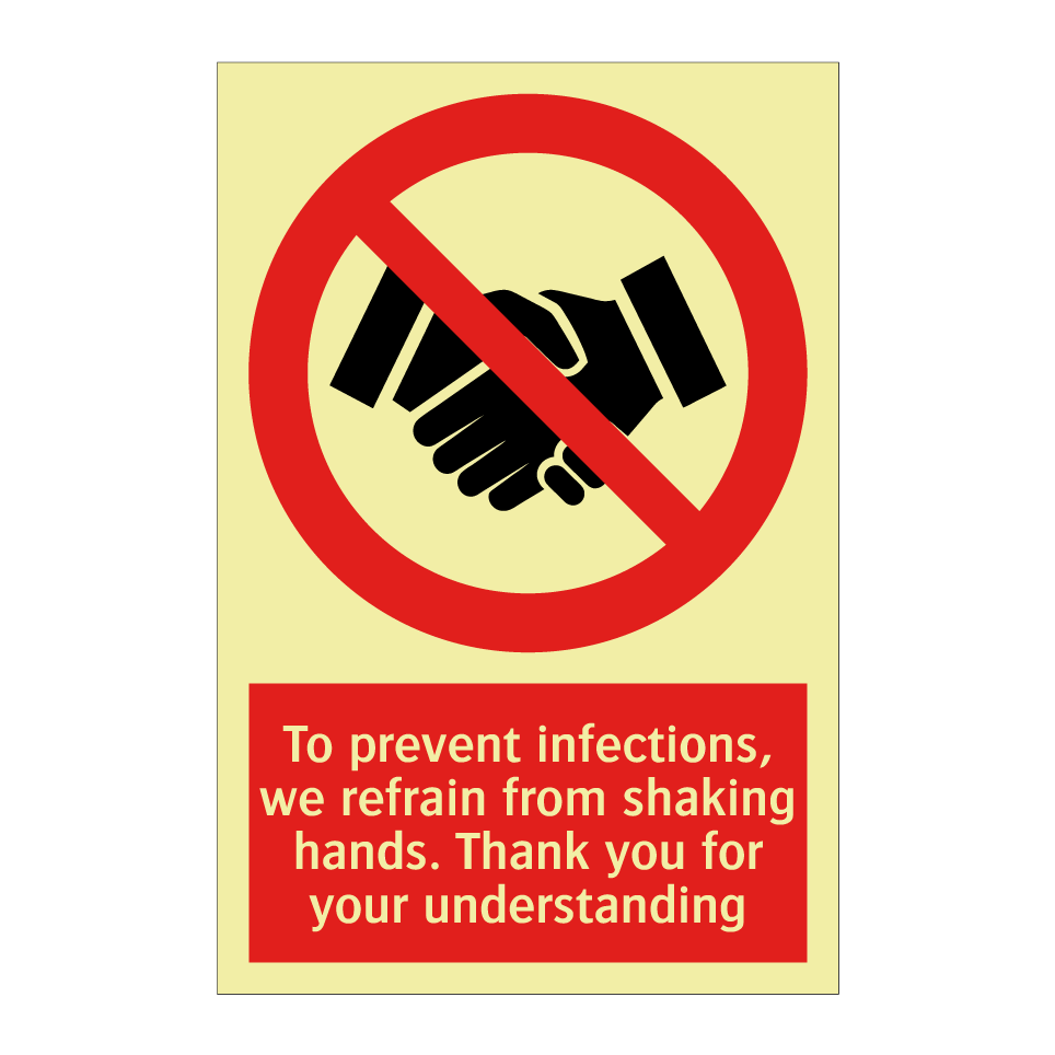 To prevent infections, we refrain from shaking hands. Thank you for your understanding
