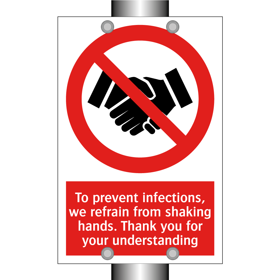 To prevent infections, we refrain from shaking hands. Thank you for your understanding