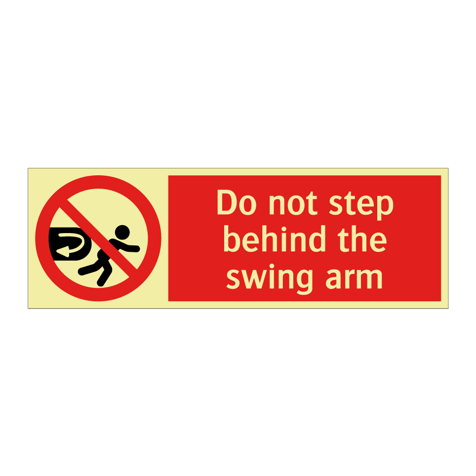 Do not step behind the swing arm