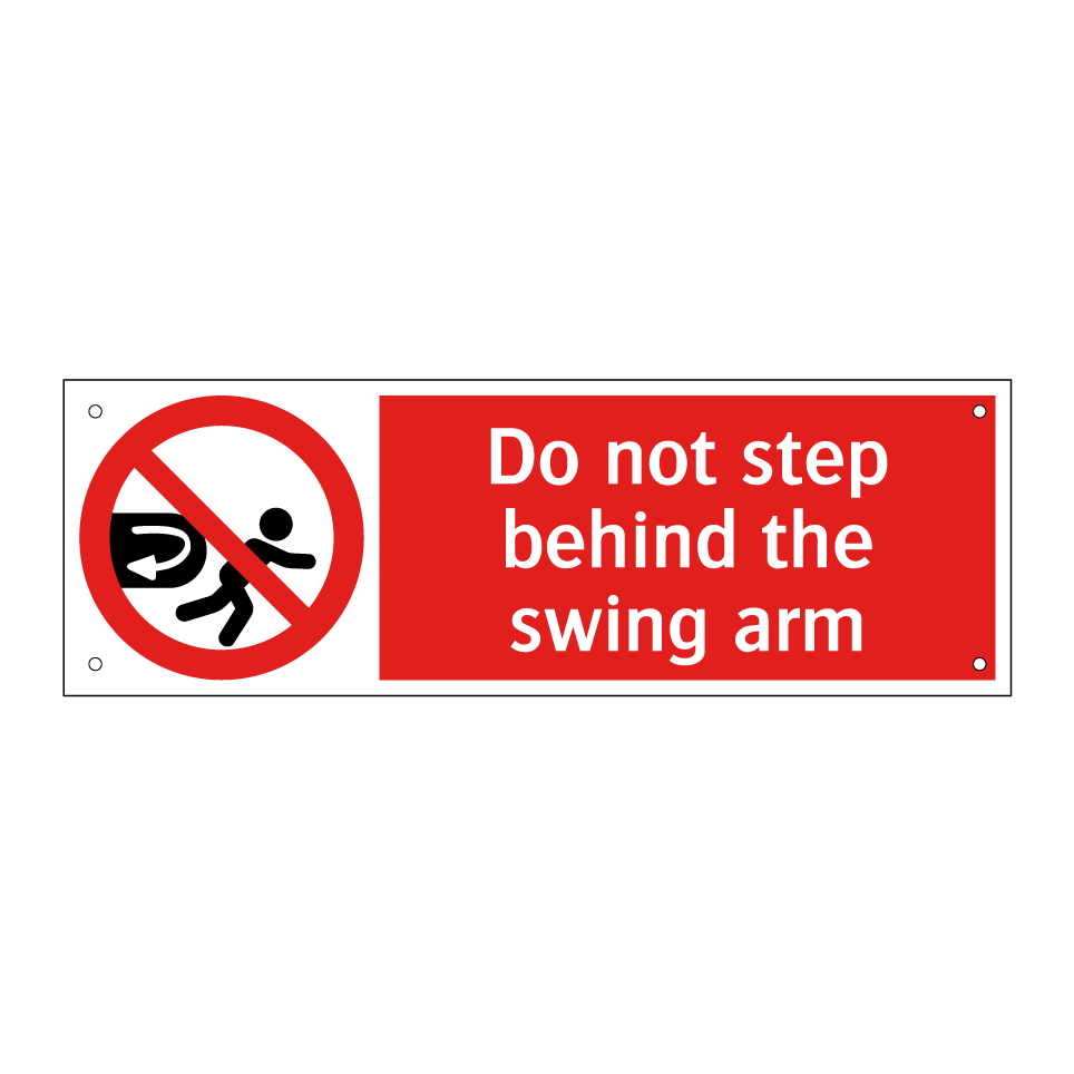 Do not step behind the swing arm