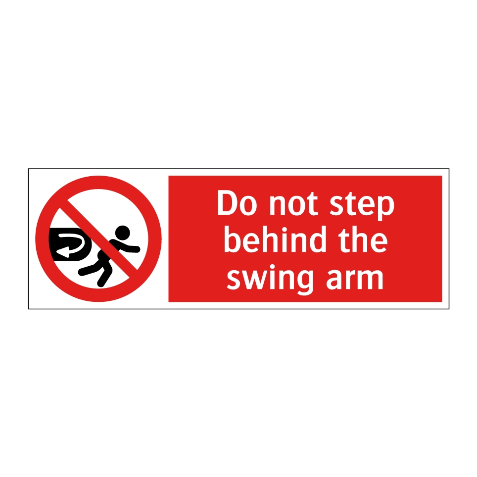 Do not step behind the swing arm