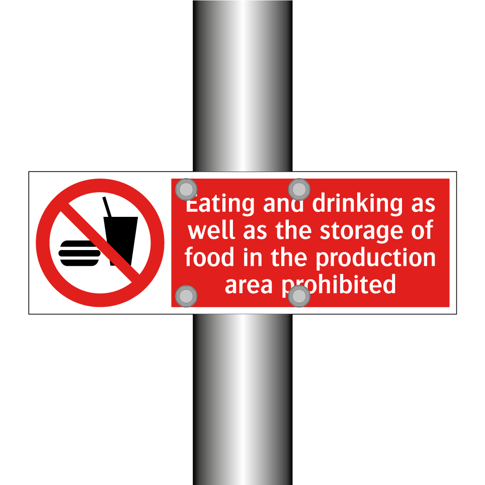 Eating and drinking as well as the storage of food in the production area prohibited