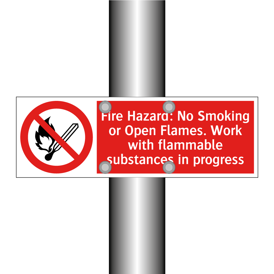 Fire Hazard: No Smoking or Open Flames. Work with flammable substances in progress