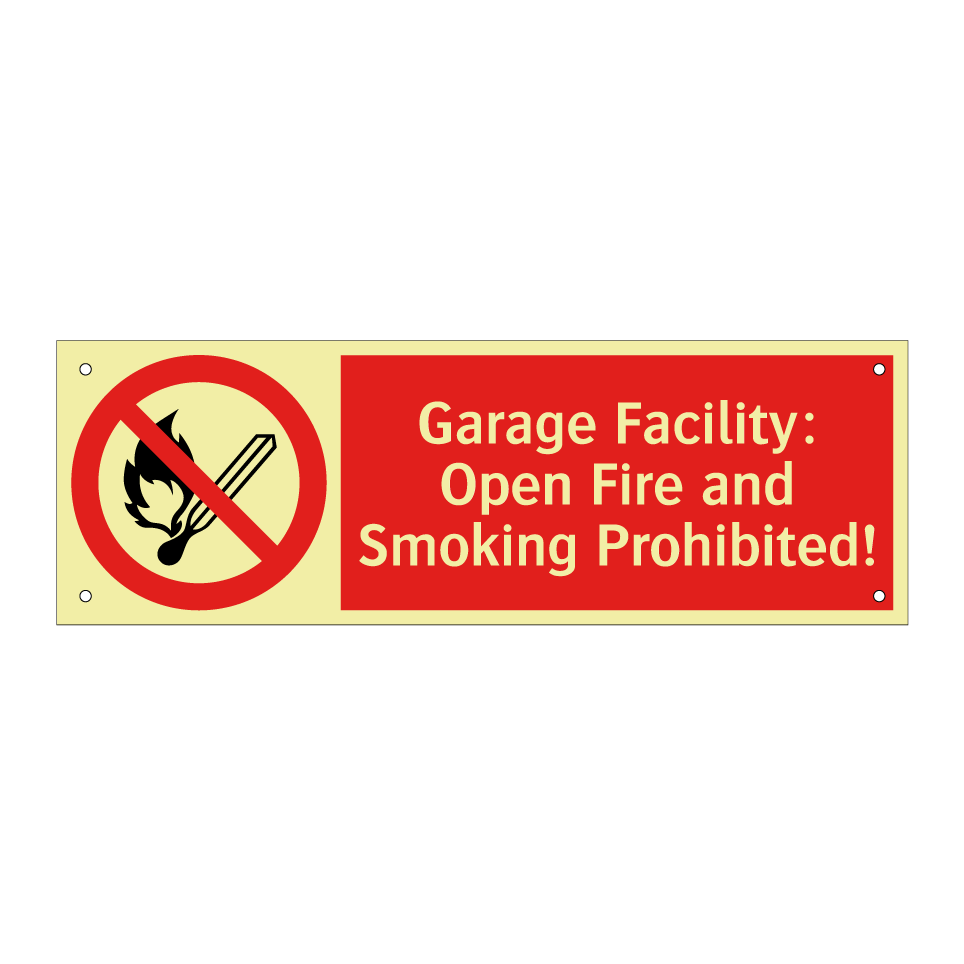 Garage Facility: Open Fire and Smoking Prohibited!